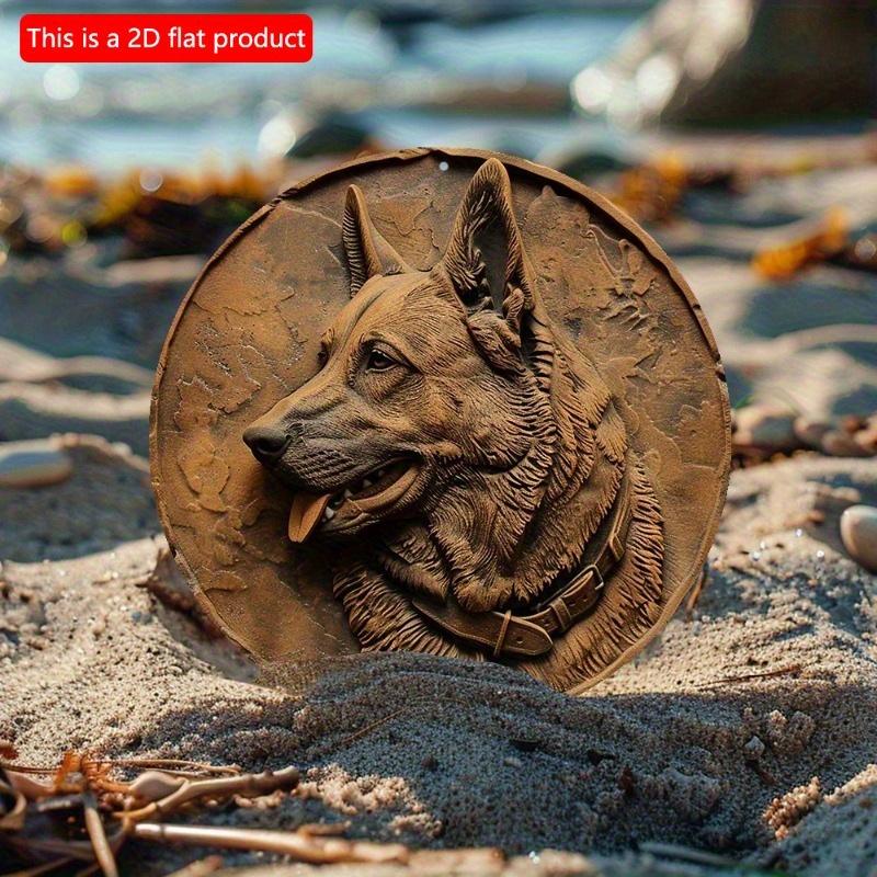 2D плоский 20*20 см 1 шт немецкая овчарка деревянный настенный декор, устойчивый к погодным условиям наружный внутренний знак, реалистичный дизайн собаки декор, предварительно просверленные отверстия для легкого