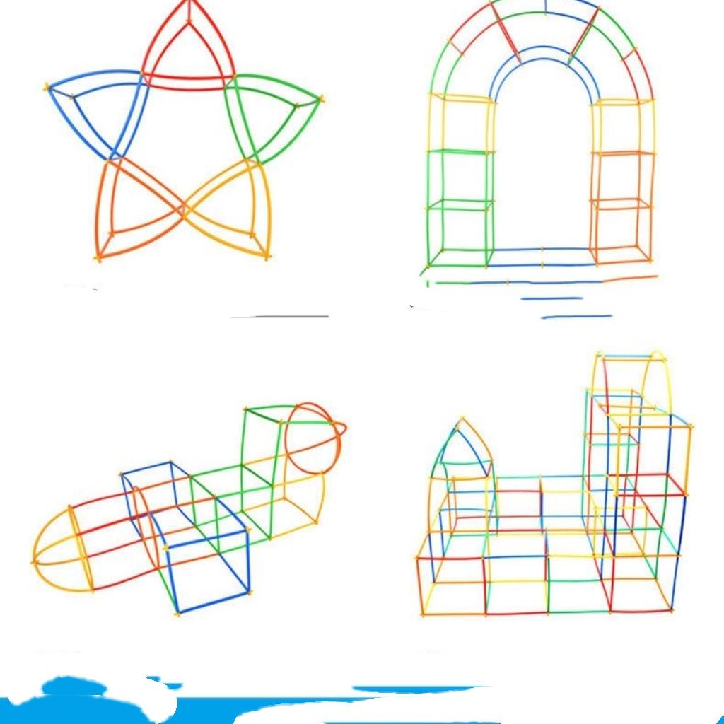 STEM Straw Builders Construction Set Large Pipe Connectors & Straws, Montessori Educational Toys for 3-10Year Olds