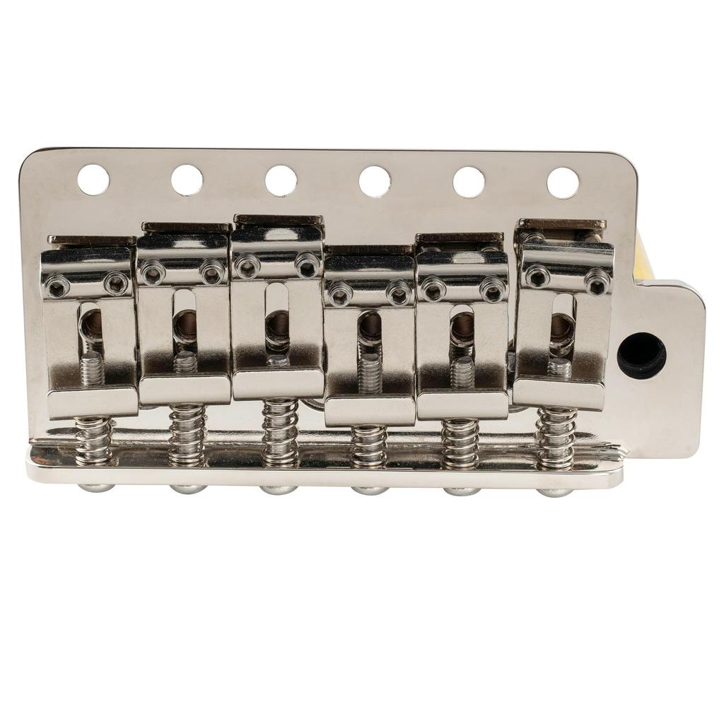 Musiclily Ultra Pitch ST Tremolo Bridge with Vintage Steel Saddles and 42mm Brass Blocks for Strat Electric Nickel 11.2mm 6-Point Guitars,