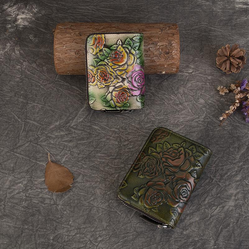 Card Bag Women's Vintage Embosed Coin Purse Mini Large Capacity Multi-card Slot