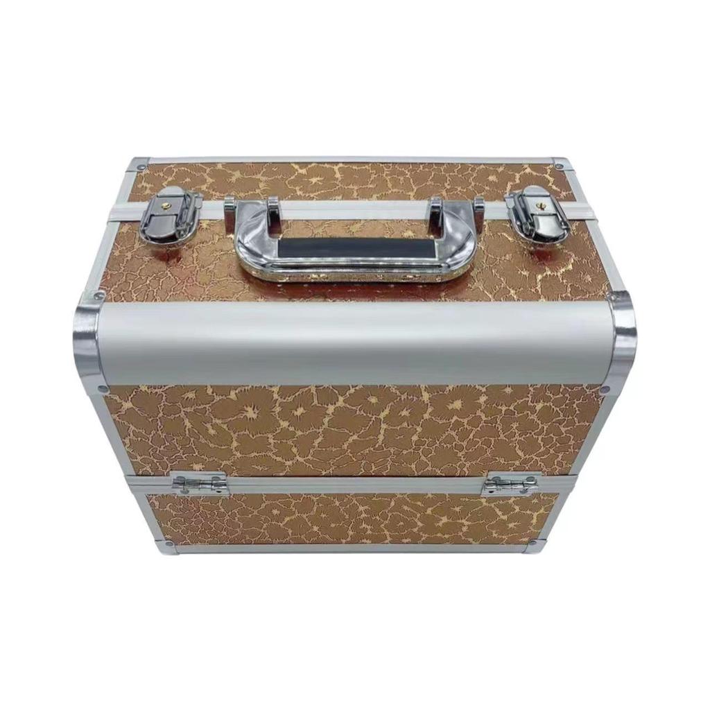 Алюминиевый ящик для косметики и инструментов для дизайна ногтей, татуировок и наращивания ресниц - двойной, открытый, студенческий ящик для хранения