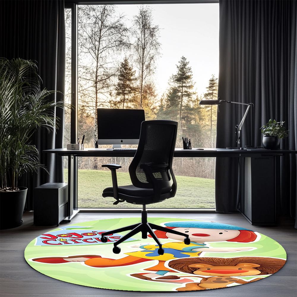 JoJo's Circus Printed Round Rug Carpet Chair Rug Area Rug Entryway Doormats,for Office Chair Living Room Bedroom Kitchen Room.