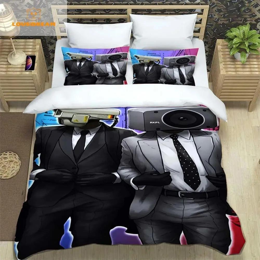 Skibidi Toilet Funny Kprl Speaker Cartoon Duvet Case Pillowcase Beddding Set Twin Full King for Boys Adults Bedroom