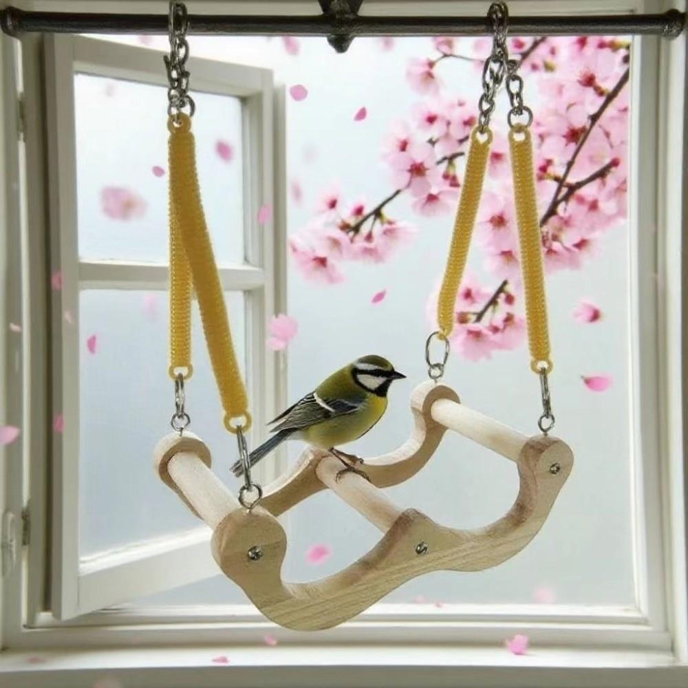 Wear Resistant Wood Bird Swing Chew-resistant Parrot Play Rack Bird Training Stand Bird Enrichment