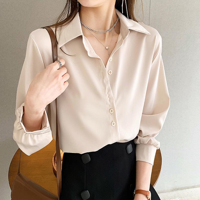 Ladies' Shirt Women's White Shirt Early Fall Long-sleeved Shirt Design Sense Niche Temperament White Chiffon Blouse Temperament Elegant Fashion Top