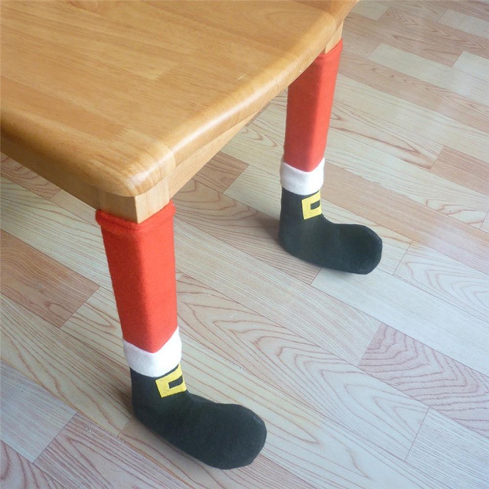 4Pcs Set Elf Santa Chair Table Leg Covers Christmas Table Decoration Novelty