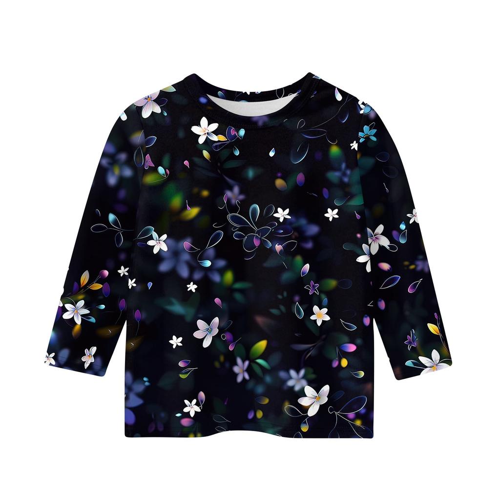 Детская футболка с рукавом 3/4, повседневная футболка с принтом, круглый вырез, блузка-пуловер