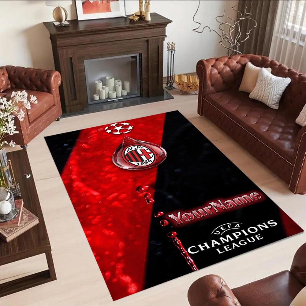 Ac Milan Customize Text Floor Rug Office Rug Design for Game Room Balcony Dining Room Entryway Antislip Carpet Decorate Offices Gift for Festivals