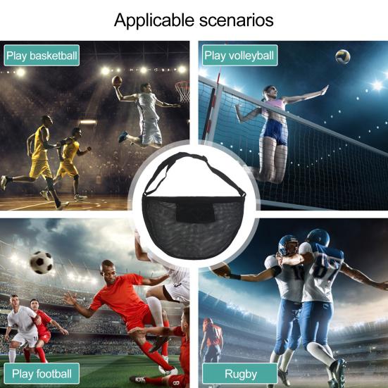 Basketball Storage Bag Mesh Single Ball Bag with Adjustable Shoulder Strap Football Carrier Crossbody Shoulder Bag for Volleyball Rugby Ball Storage