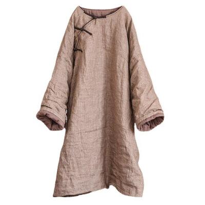 Johnature женские винтажные льняные парки на свободных пуговицах, зимний пуловер с длинными рукавами и круглым вырезом, теплые парки в китайском стиле