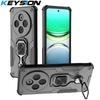 KEYSION Противоударный бронированный чехол для IQOO Z10 5G Мягкий силикон+ПК Вертикальная металлическая подставка-кольцо для телефона Задняя крышка для VIVO IQOO Z10