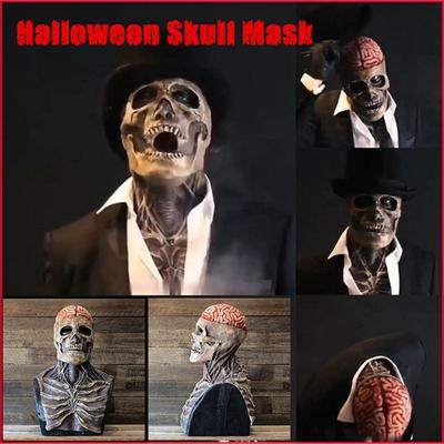 Шляпа ужасов, маска с черепом и движущимся подбородком, страшный череп на всю голову, реалистичный Хэллоуин, косплей, латексный шлем ужасов, демона