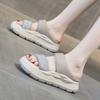 Thick-bottomed Outer Wear Heightening Women's Summer New Breathable and Versatile Casual Slippers with Water Diamonds, One-word Cool Slippers Ins