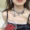 Choker Clavicle Chain Women Flowers Pendant Sweater Chain Pearl Multilayer Necklace  Girls