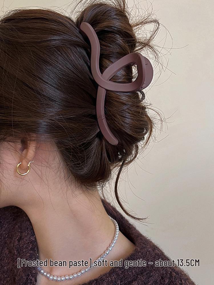 Премиальная кофейная матовая шпилька для волос - большая универсальная заколка в форме акулы для элегантных причесок