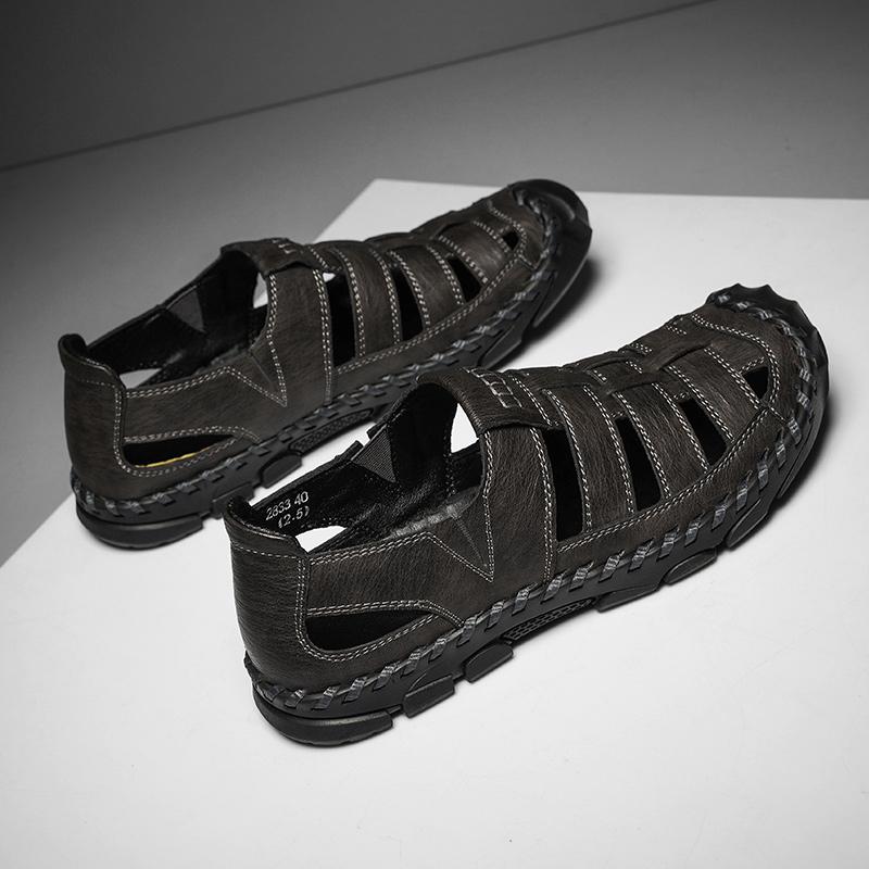 Fashion Men's Summer Thick Bottom Sandals 2025 New Casual Beach Sandals Men Shoes Leather Breathable Comfortable Soft Roman Men's Slippe