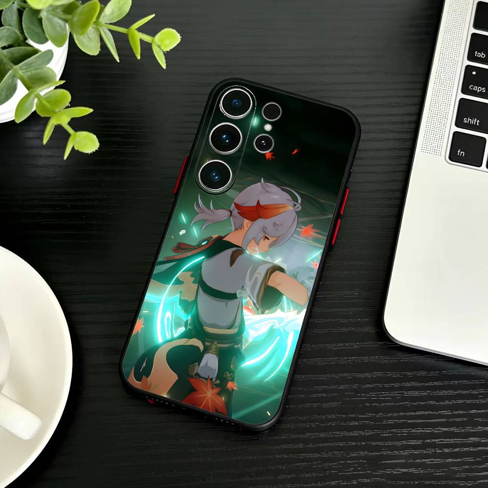 Чехол для телефона Genshin Y-Каэдэхара Кадзуха для Samsung S26, S25, S24, S23, S22, S30, S21, Ultra, Plus, FE 5G, Черный, Мягкий