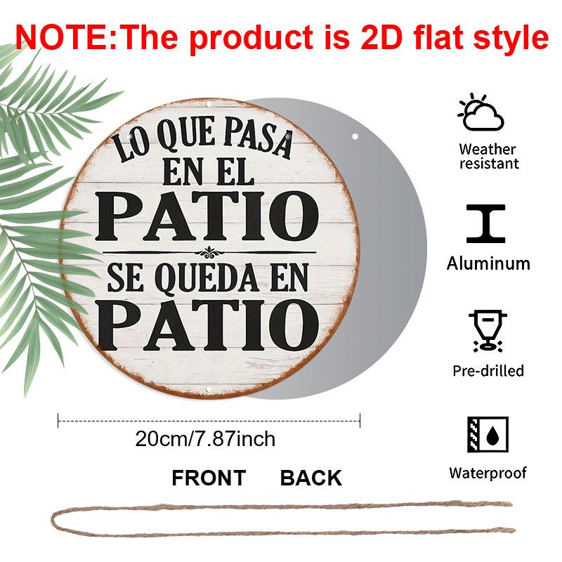 2D Flat, 1pc 7.87Inch 2D Round Aluminum Sign, "Secrets of the Courtyard" Vintage Aluminum Plaque, Spanish-style Courtyard Decorative Sign, Suitable