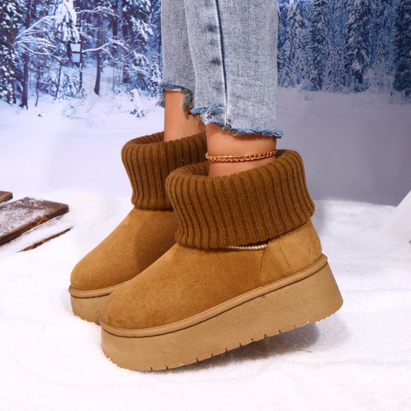 Korean Version of Fashion Knitted Wool Cuffed Cotton Boots Cotton Shoes Fashionable Snow Boots Cotton Shoes