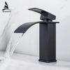 Gold Basin Faucet Deck Mounted Single Lever Bathroom Crane Waterfall Brass Bathroom Tap Hot Cold Water Mixer Taps 503
