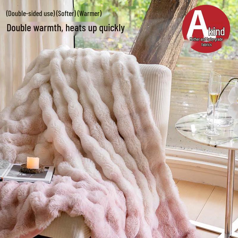 Утолщенное фланелевое зимнее одеяло: Шаль из кроличьего меха, кораллового флиса для офисного сна, кондиционирования воздуха и использования на диване