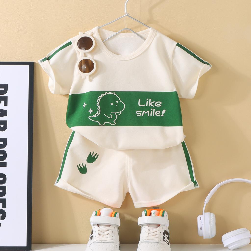 Children Short Sleeve + Shorts 2 Pieces Sets Summer Kids Clothes Boy Girl Baby Thin Cotton Tee Tracksuits Outfits