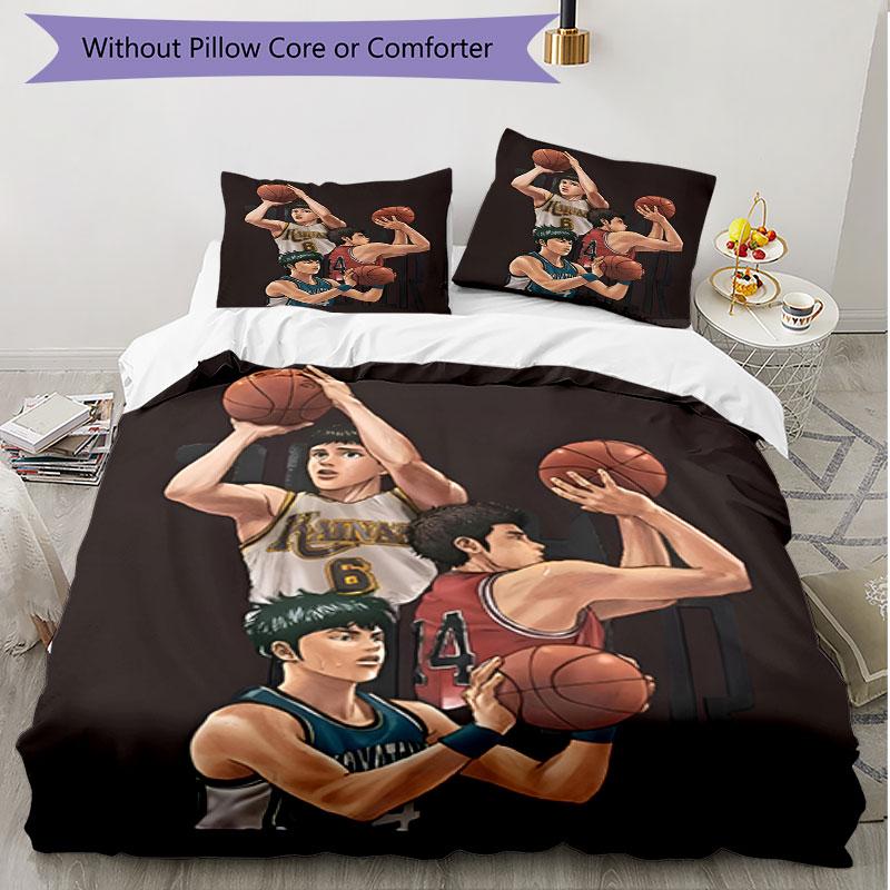 3pcs Duvet Cover Set (1*Duvet Cover + 2*Pillowcase, Without Core), SLAM DUNK Print Soft All‑Season Bedding Set, Home Bedroom Decor Gift