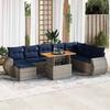 VidaXL Garden Lounge Set 9 Pcs with Grey Cushions Wicker 3327302