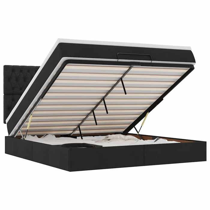 VidaXL Cadre de lit ottoman avec matelas noir 180x200 cm tissu, cadre de lit, cadre de lit rembourré, cadre de lit ottoman 3314109