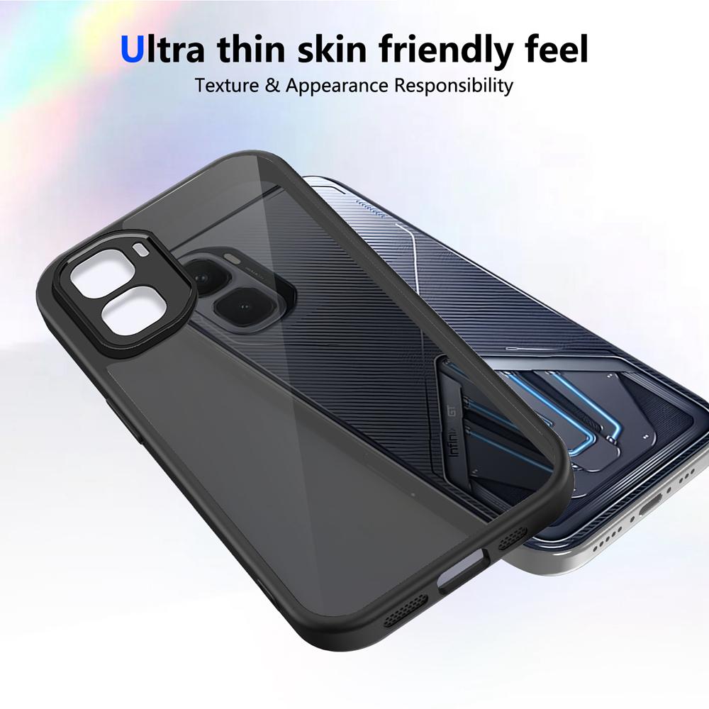 KEYSION Матовый Полупрозрачный Черный Чехол для Телефона для Infinix GT 50 Pro Силикон+ПК Противоскользящая Ударопрочная Крышка для Infinix GT 50 Pro