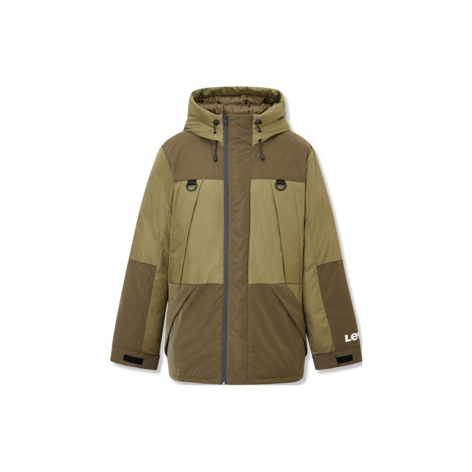 Levis FW23 Цветной блок Толстое пальто средней длины Мужские пальто Верблюжий A8590-0000