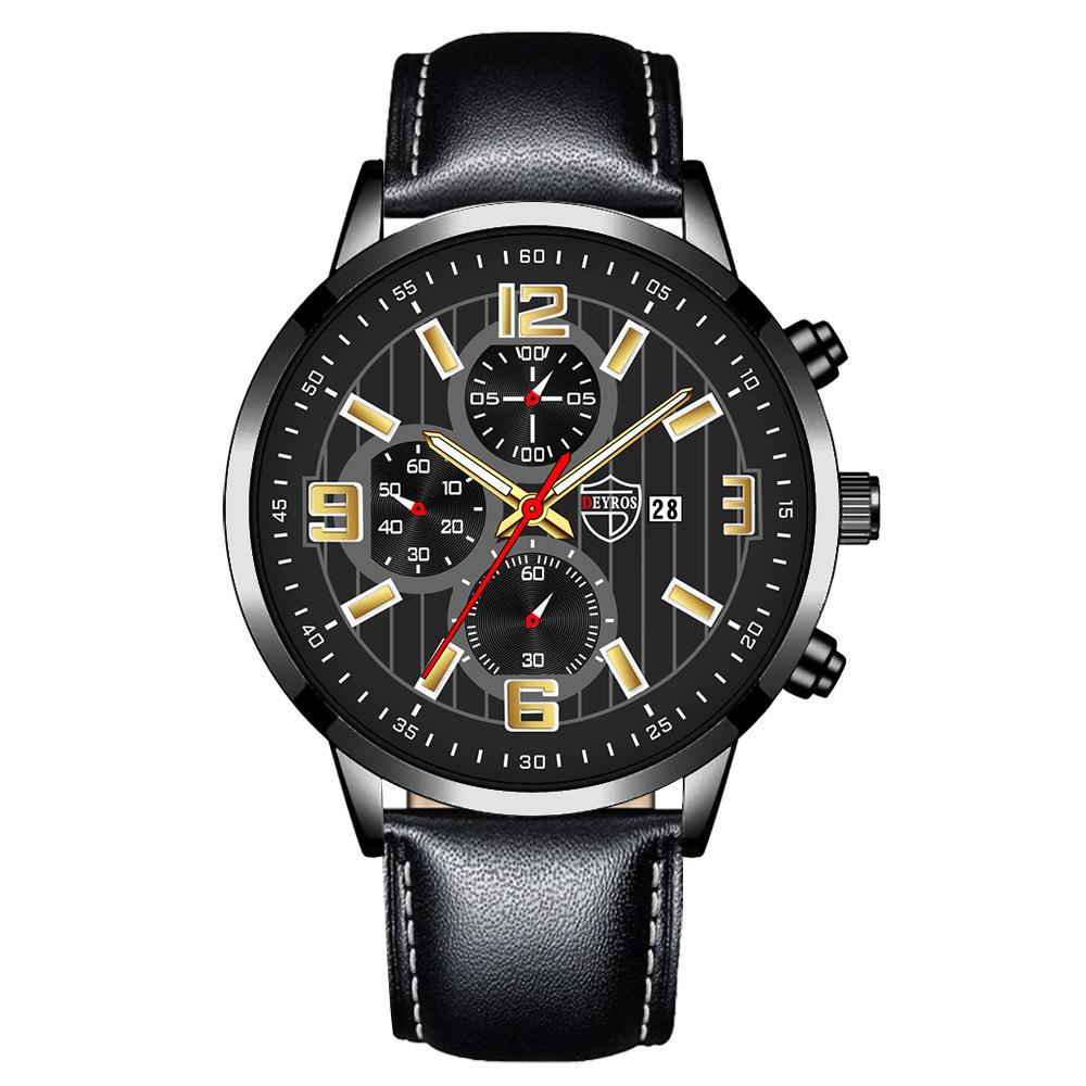 Steel Belt Men'S Watch Trendy Fashion Automatic Calendar Luminous Quartz Watch