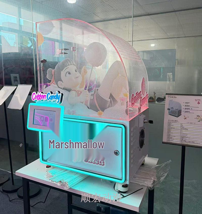 Coin-Operated Automatic Cotton Candy Machine: 60-Color, Cash/Credit Swipe Smart Vending