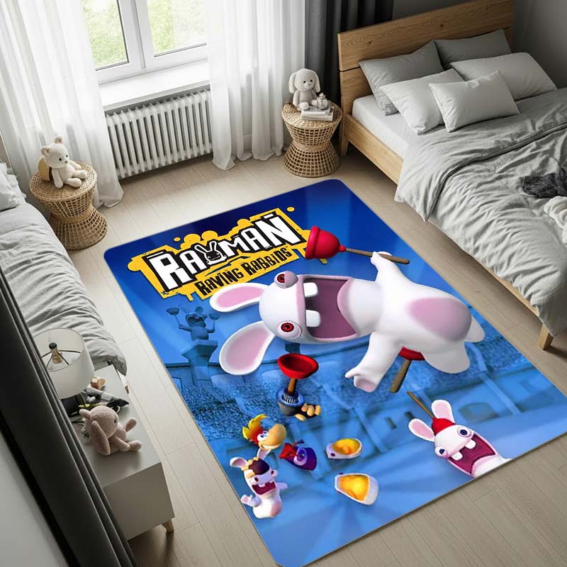 Ковер Raving Rabbids, Ковер для спальни, Придверный коврик, Ковер для гостиной, Прикроватный ковер, Коврик под офисное кресло, Рождественский подарок.