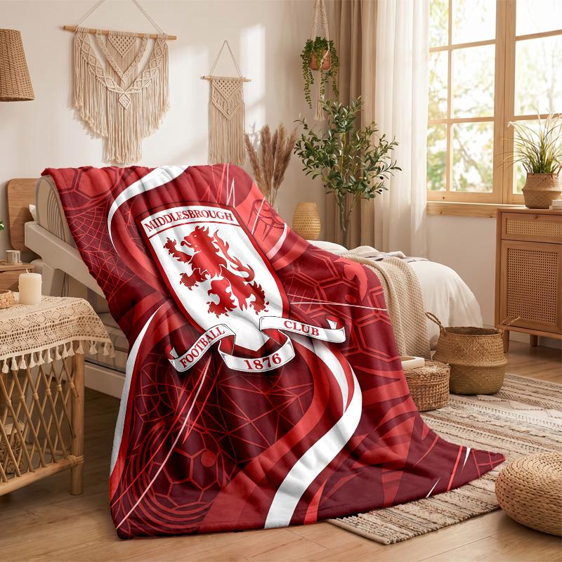 Middlesbrough Football Print Flannel Blanket Soft Warm Sofa Bed Throw Blanket For Home Office Bedroom