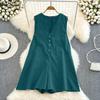 Women Casual V-Neck Summer Sleeveless Short Jumpsuits