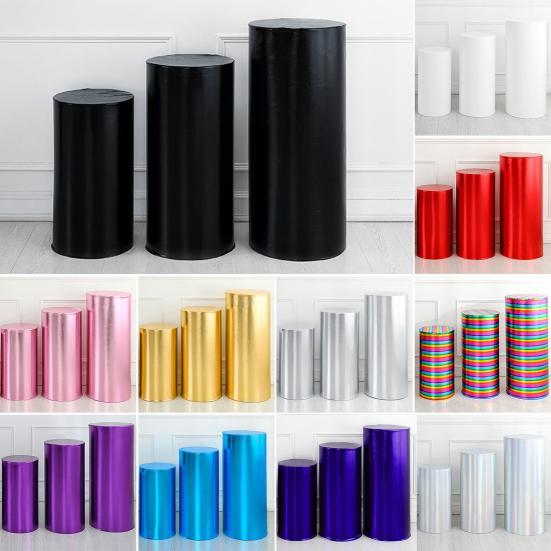 3 Pcs Party Cylinder Pedestal Stand Cover Plinth Pillar Decorative Sleeves Birthday Party Wedding Decor Dessert Base Wrap Cloth Party Planner