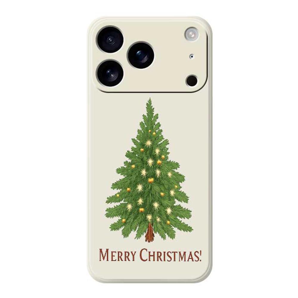 For iPhone 17 Pro Max Case Christmas Tree Pattern Printing Straight Edge TPU Phone Back Cover