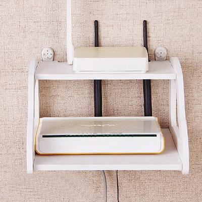 Настенная полка для Wi-Fi роутера, Креативная коробка для хранения ТВ-приставки, Двойная белая, Настенный стеллаж без сверления, Гостиная
