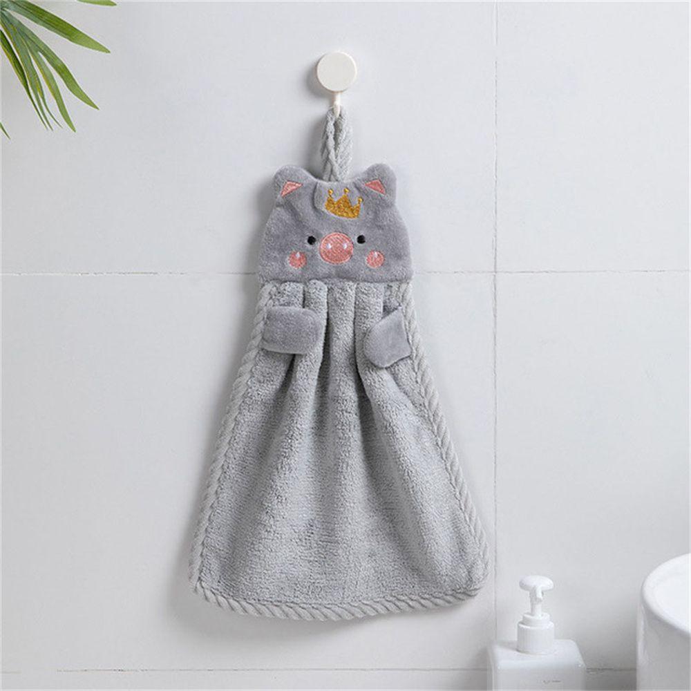 Water Uptake Kitchen Mounted Hand Towel Embroidery Handkerchief Cartoon Pig