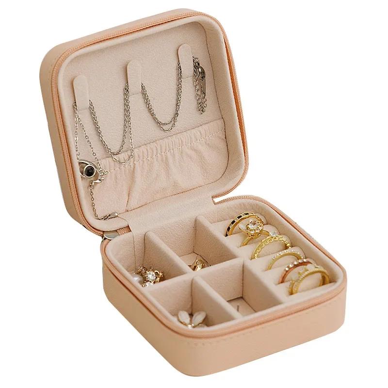 Mini PU Jewelry Box - Portable Ring Earring Organizer Case, Small Jewelry Storage Pouch for Travel & Home Use