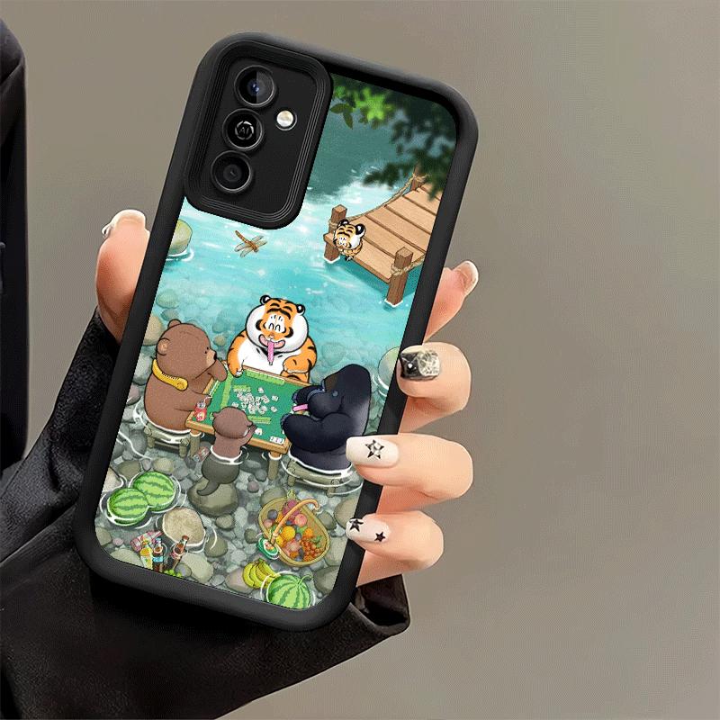 Чехол для телефона Samsung Galaxy A17 A16 A15 A14 A13 Мультяшный Толстый Тигр Смешной A56 A36 A26 A55 A35 A25 A54 A34 A24 A53 A33 A23 A07 A0