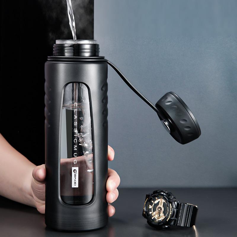 Стеклянная чашка для воды с защитой от капель, большая емкость, двухслойная изолированная чашка для воды, портативная термостойкая пузырьковая чашка для чая