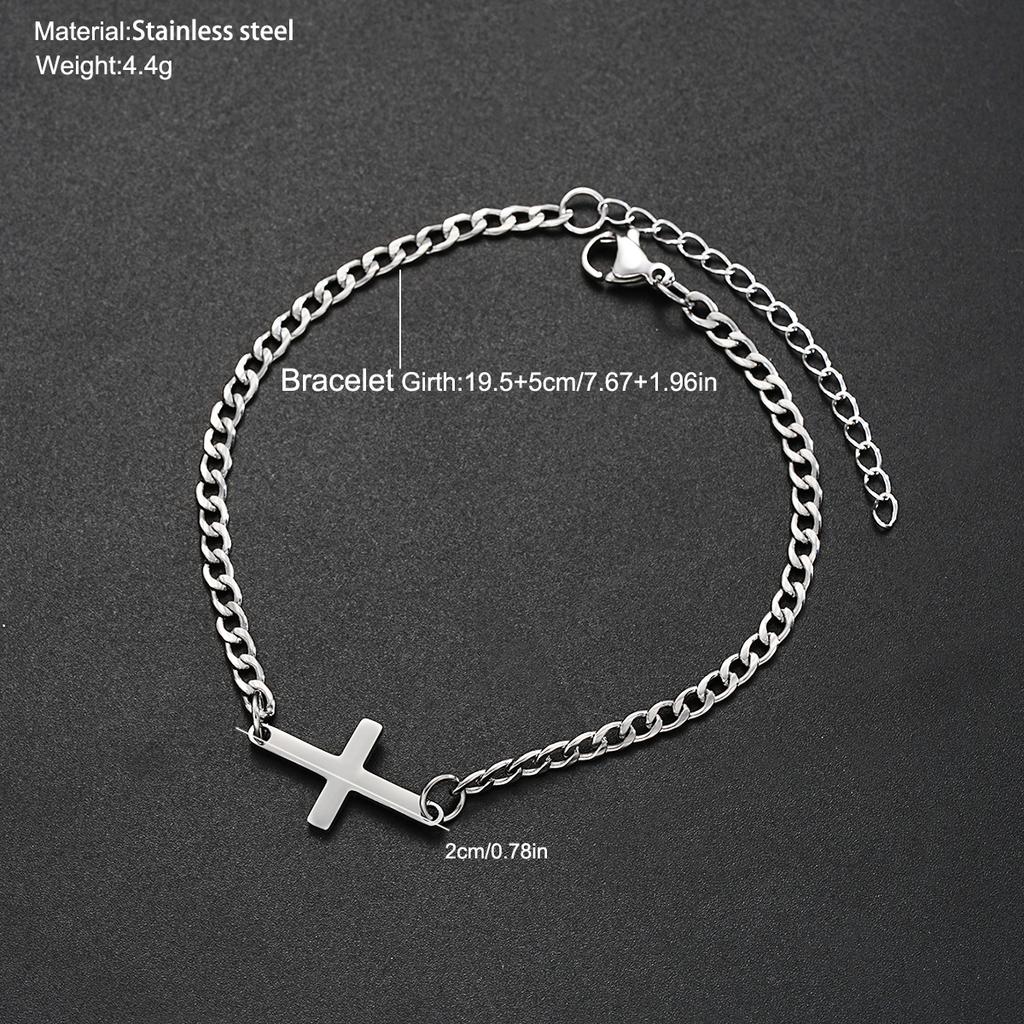 1 шт. кубинский мужской браслет-цепочка с регулируемым браслетом-крестом из нержавеющей стали