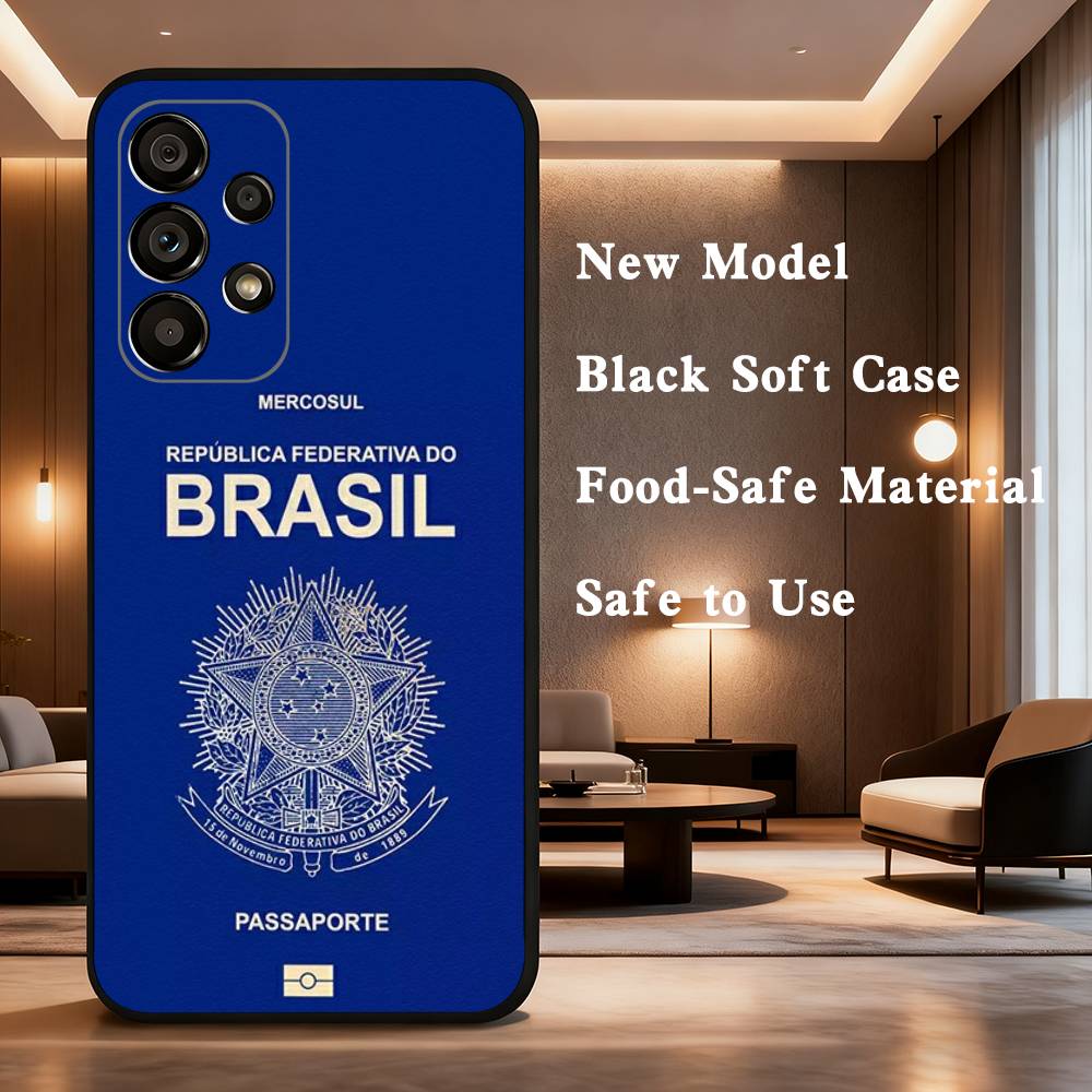 USA Brasil Korean Passport Phone Case For Samsung Galaxy A73,31,32,72,41,53,52,71,22,5G,Note,J7,8,9 Soft Black Cover