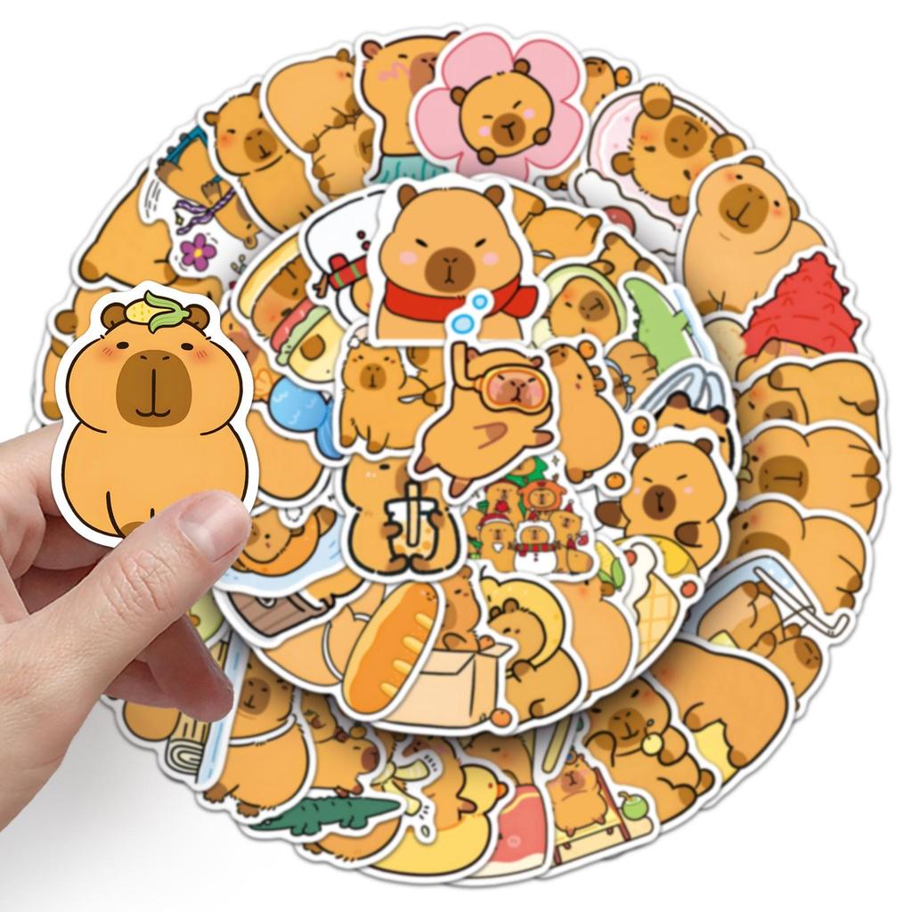 50 Capybara Graffiti Stickers: Cute Cartoon Animal Designs for Decorating Cups & Phones