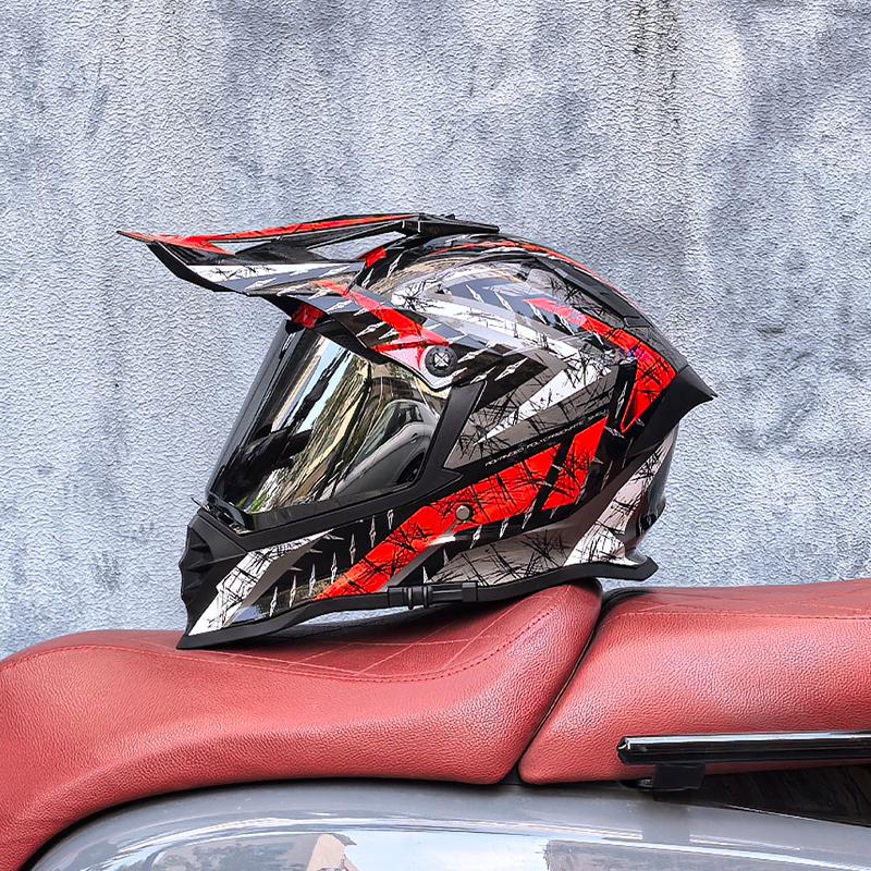 LVS Взрослый шлем для мотокросса фулфейс кросс-шлем с 800 внедорожными шлемами, сертификация DOT, двойной визор, в комплекте