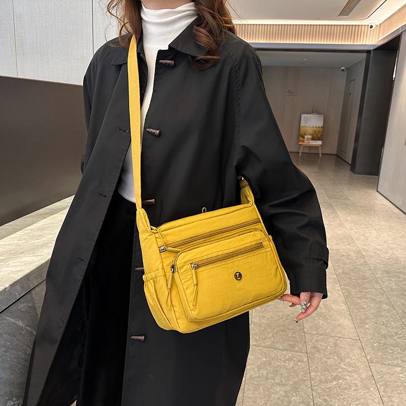 Вместительная повседневная простая сумка-мессенджер, модная многослойная сумка для хранения для женщин среднего возраста, водонепроницаемая, из прочного нейлона, на плечо