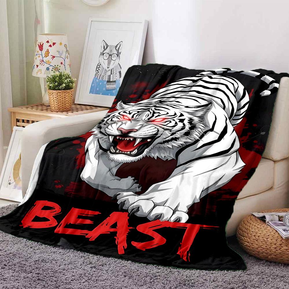 1pc Tiger Beast Soft Warm Throw Blanket Nap Blanket For Couch Sofa Office Bed Camping Travel,Comfortable