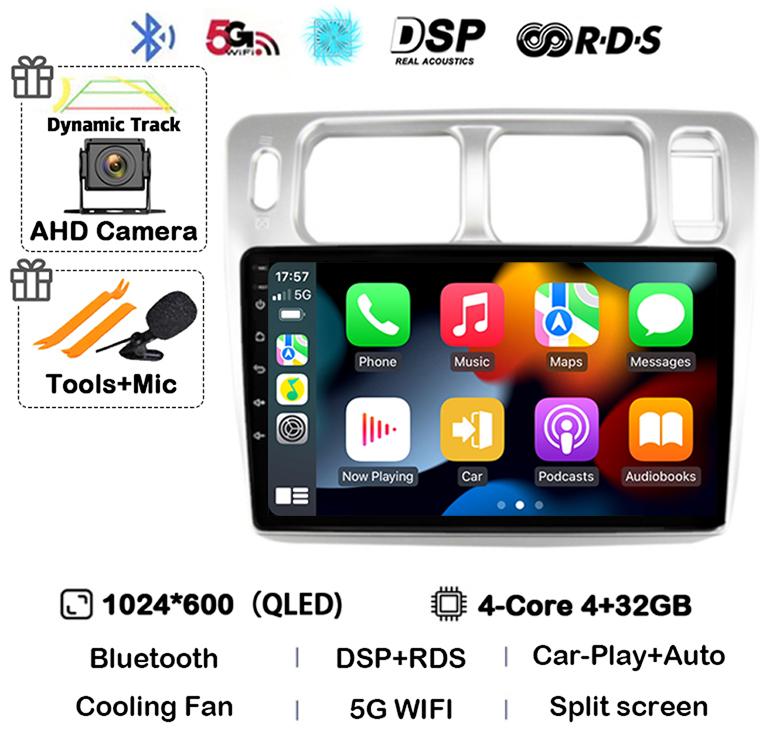 Android 14 беспроводной авто Carplay для Mitsubishi Pajero iO 1998-2007 автомобильный радиоприемник GPS навигация 4G WIFI мультимедийный видеоплеер DSP